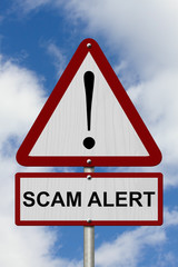 Red and White Warning Scam Alert Highway Road Sign