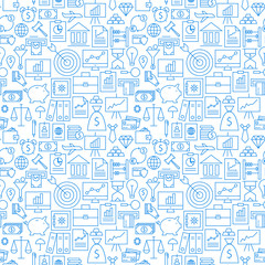Thin Line Finance Money Banking Seamless White Pattern