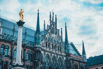 Fototapeta premium Marian Column and New City Hall in Munich, Germany