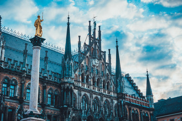 Fototapeta premium Marian Column and New City Hall in Munich, Germany