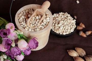 Dried millet seeds for cooking.
