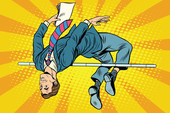 Businessman high jump