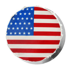 American flag cake, isolated on white background