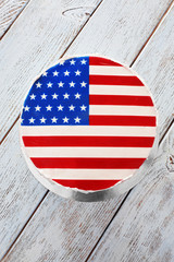Obraz premium American flag cake, on wooden background