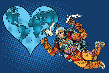Environment day, Earth heart and the astronaut