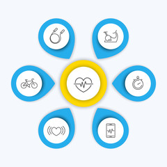Aspects of cardio training thin line icons, editable modern infographic template, vector illustration