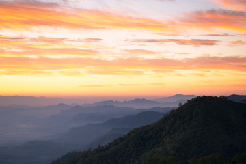 Mountain in the dark early morning before sunrise.