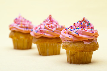 cupcakes with strawberry icing.