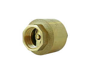 Brass Check Valve isolated on white Background Clipping paths