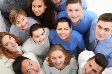 Fototapeta premium Group of people standing together, top view