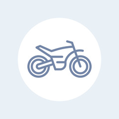 offroad bike, motorcycle line icon, motocross bike pictogram, sign isolated on white, vector illustration