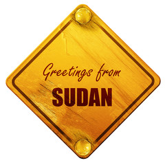 Greetings from sudan, 3D rendering, isolated grunge yellow road 