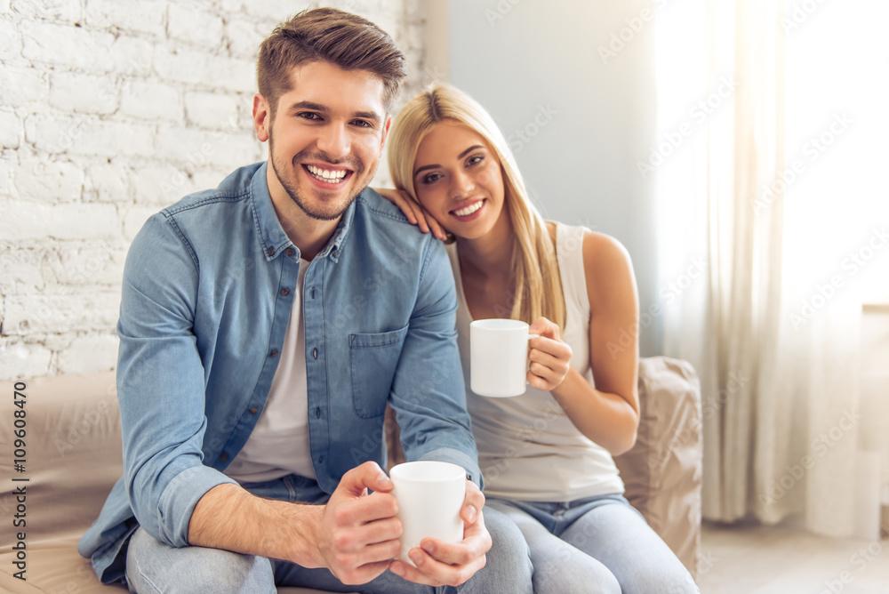 Canvas Prints beautiful couple at home