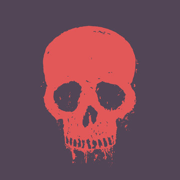 t-shirt print with red skull, vector illustration