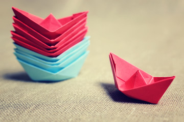 colored paper boats