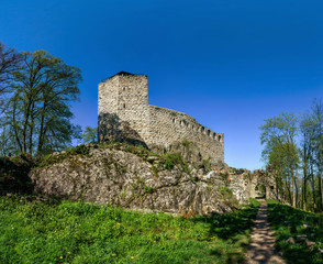 Fototapeta na wymiar Ruins of old medieval castle Bernstein, Alsace