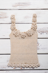 Beige knitted tank top. - 109609200