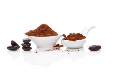 Cocoa beans and cocoa powder.