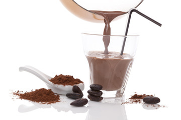 Cocoa drink, beans and powder.