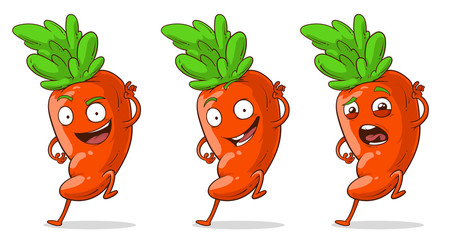 Cartoon orange funny carrot set