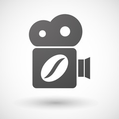 Isolated cinema camera icon with a coffee bean