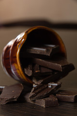 Pieces of dark chocolate