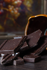 Pieces of dark chocolate
