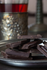 Pieces of dark chocolate