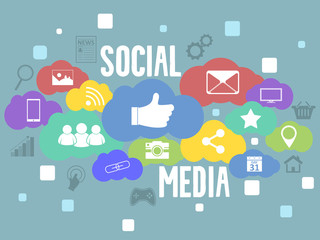 Obraz premium Social media vector background.