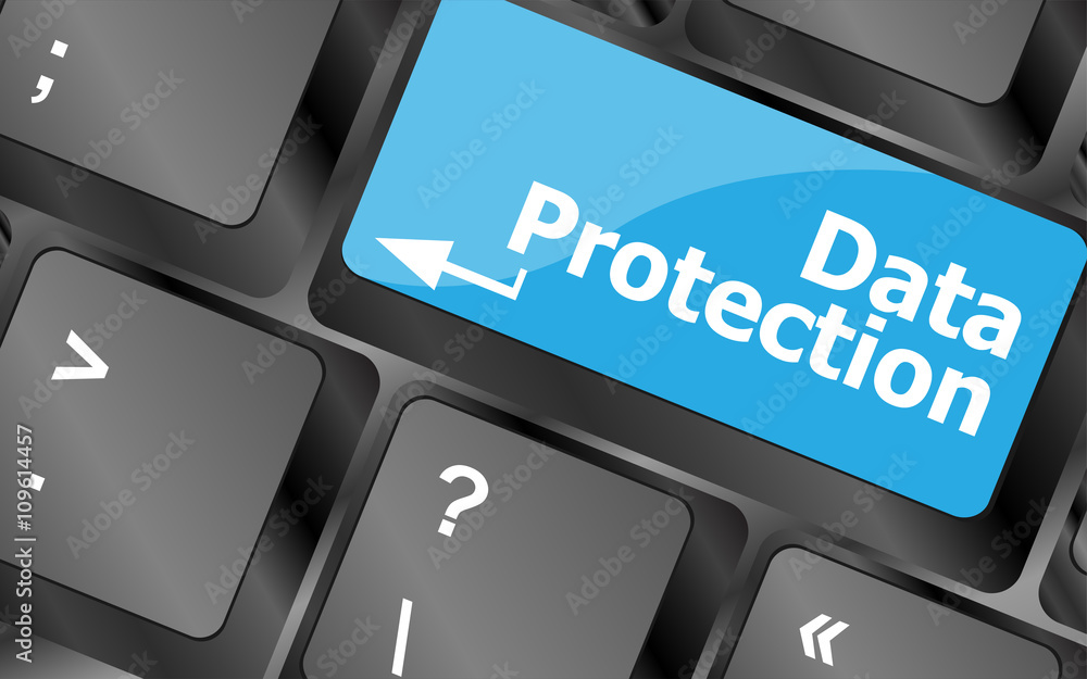 Poster data protection button on the keyboard keys. keyboard keys icon button vector