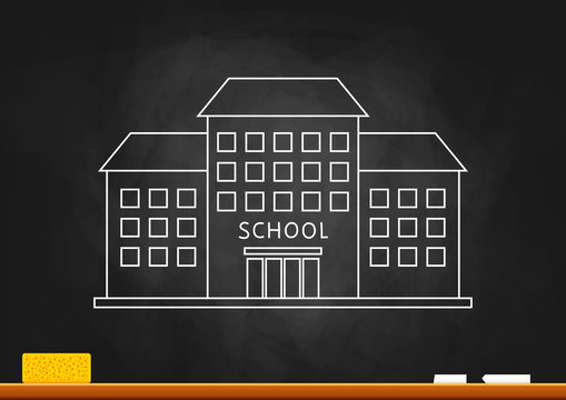 School drawing on blackboard