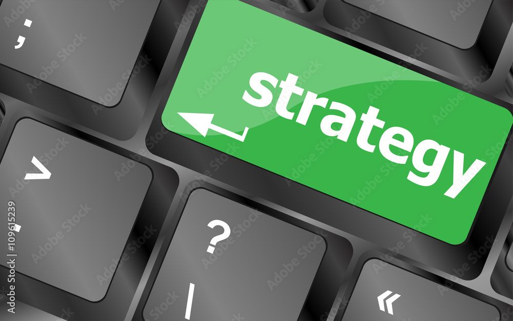 Poster Strategy button on keyboard key button. Keyboard keys icon button vector