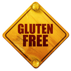 gluten free, 3D rendering, isolated grunge yellow road sign