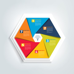 Circle, round hexagonal chart divided in 6 parts. Template, scheme, diagram, chart, graph, presentation. Business concept with 6 steps, options, processes.