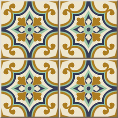Ceramic tile pattern 349 round curve cross flower kaleidoscope