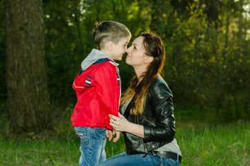 Fototapeta premium Little boy and mother happy