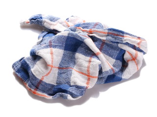blue white checkered dishcloth, cloth isolated on white background