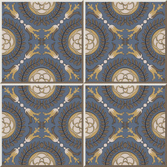 Ceramic tile pattern 351 round cross leaf flower
