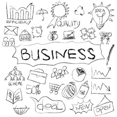 Business Idea doodles icons set. Vector illustration