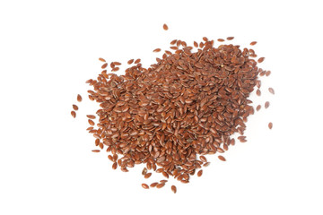 Leinsamen K&ouml;rner, Freisteller auf weissem Hintergrund