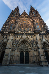 Fototapeta na wymiar Prague Castle, Cathedral St. Vitus, vertical front view, Czech R