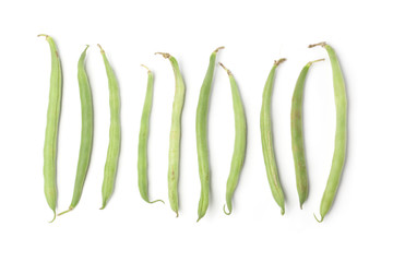 Grüne Bohnen, Freisteller auf weissem Hintergrund