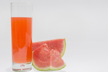 watermelon with watermelon Juice on White background