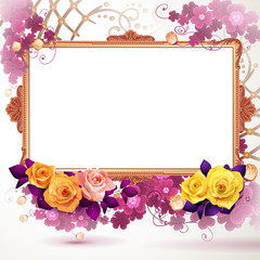 Golden frame with flowers 