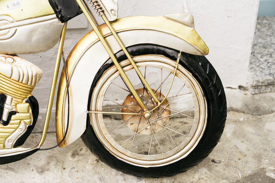 Close-up of motorbikes wheel
