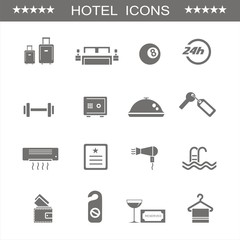 Conjunto de iconos de hotel. Ilustración vectorial