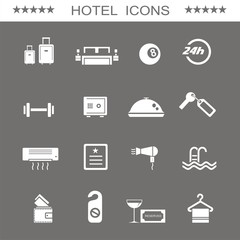 Conjunto de iconos de hotel. Ilustración vectorial
