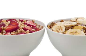 bowl with cereals and fruit toppings