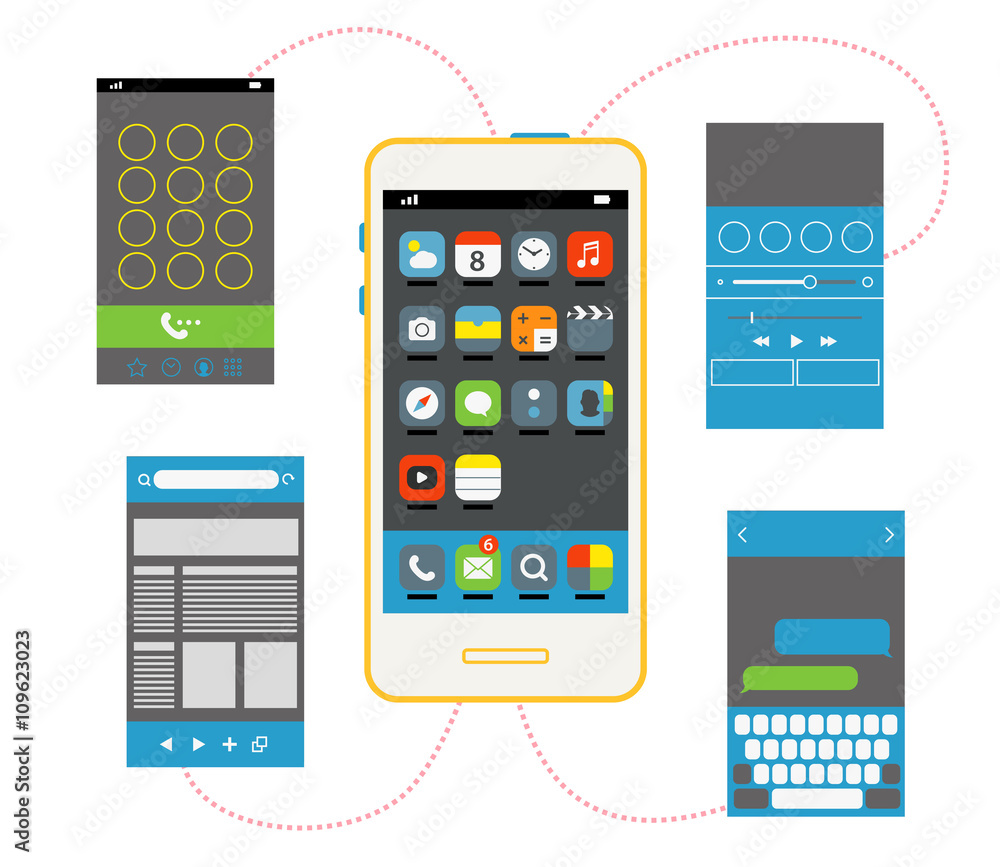 Aufkleber Modern smartphone with different interface elements