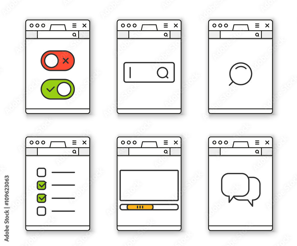 Poster Browser window template with different content. Past your conten